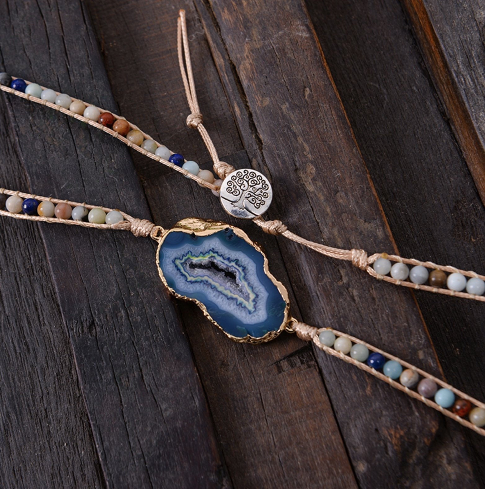 Blue Lace Agate Tree of Life Wrap Bracelet - Etsy