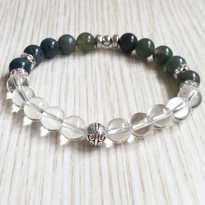 Aquatic Agate and Clear Quartz Bracelet