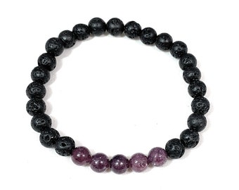 Lepidolite and Lava Aromatherapy Men’s Bracelet