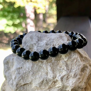 Black Onyx Bracelet, Protection Bracelet, Strength Bracelet, Positive Energy, Black Onyx Bead Bracelet,Minimalist Jewelry, Mindfulness Gift