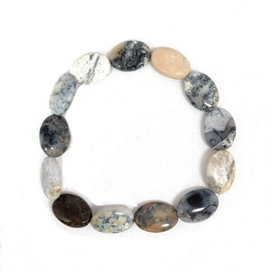 Silver Leaf Jasper Bead Bracelet