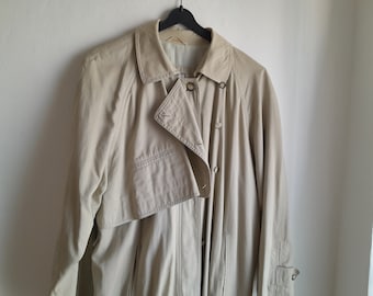 Trench Coat 80s Women Great Price -- Vintage Long Stone Coat Jacket -- Medium/Large Size