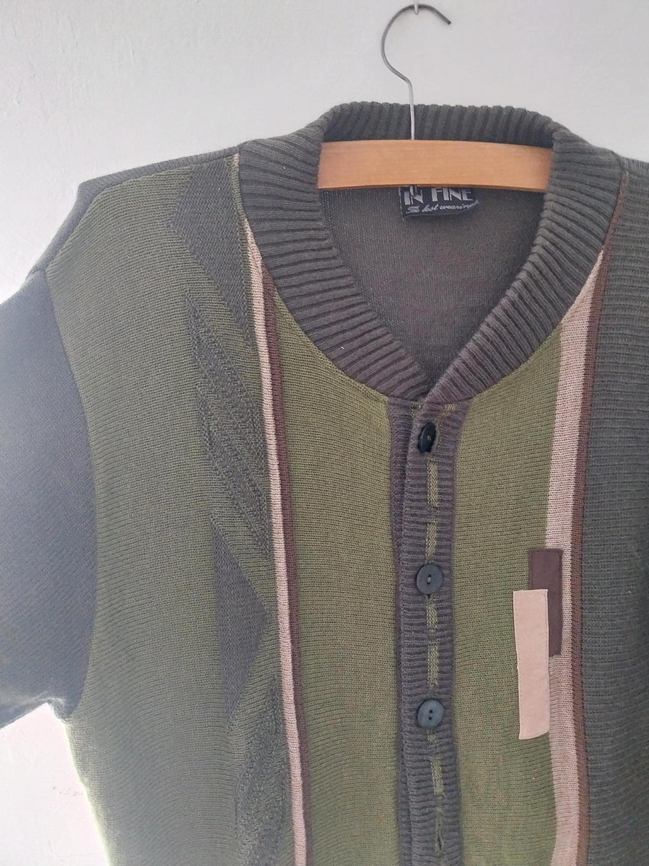 Vintage Grandpa Cardigan | 90s Oversized Knit | Olive Green
