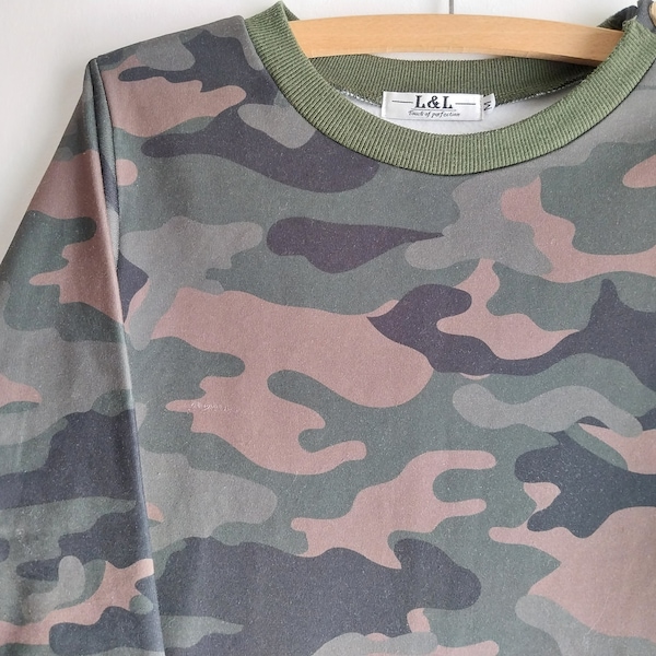 Fall Dress Sweatshirt 90s - Camouflage Sweaterdress Vintage -- Streetwear Fashion Dress -- Size Medium - Gift For Her