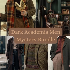 Dark Academia Men Clothing Mystery Box/1 do 4 wysokiej jakości przedmiotów vintage/Zestaw w zaskakującym stylu/Pomysł na prezent dla chłopaka