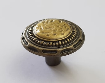 Tirador redondo dorado de 1 3/8" para baño, cocina, botiquín, cajón, tocador, reemplazo para remodelación