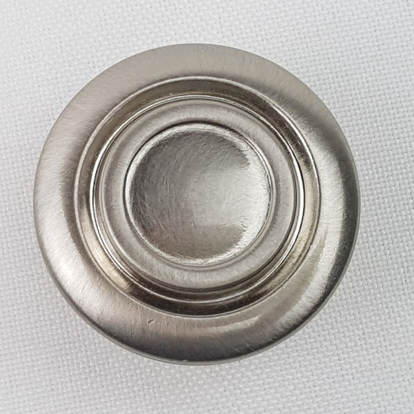 Silver Knob 1.25" Diameter Brushed Finish Round Concentric Circle Bathroom Kitchen Medicine Cabinet Vanity Drawer Pull Handle Remodel Closet