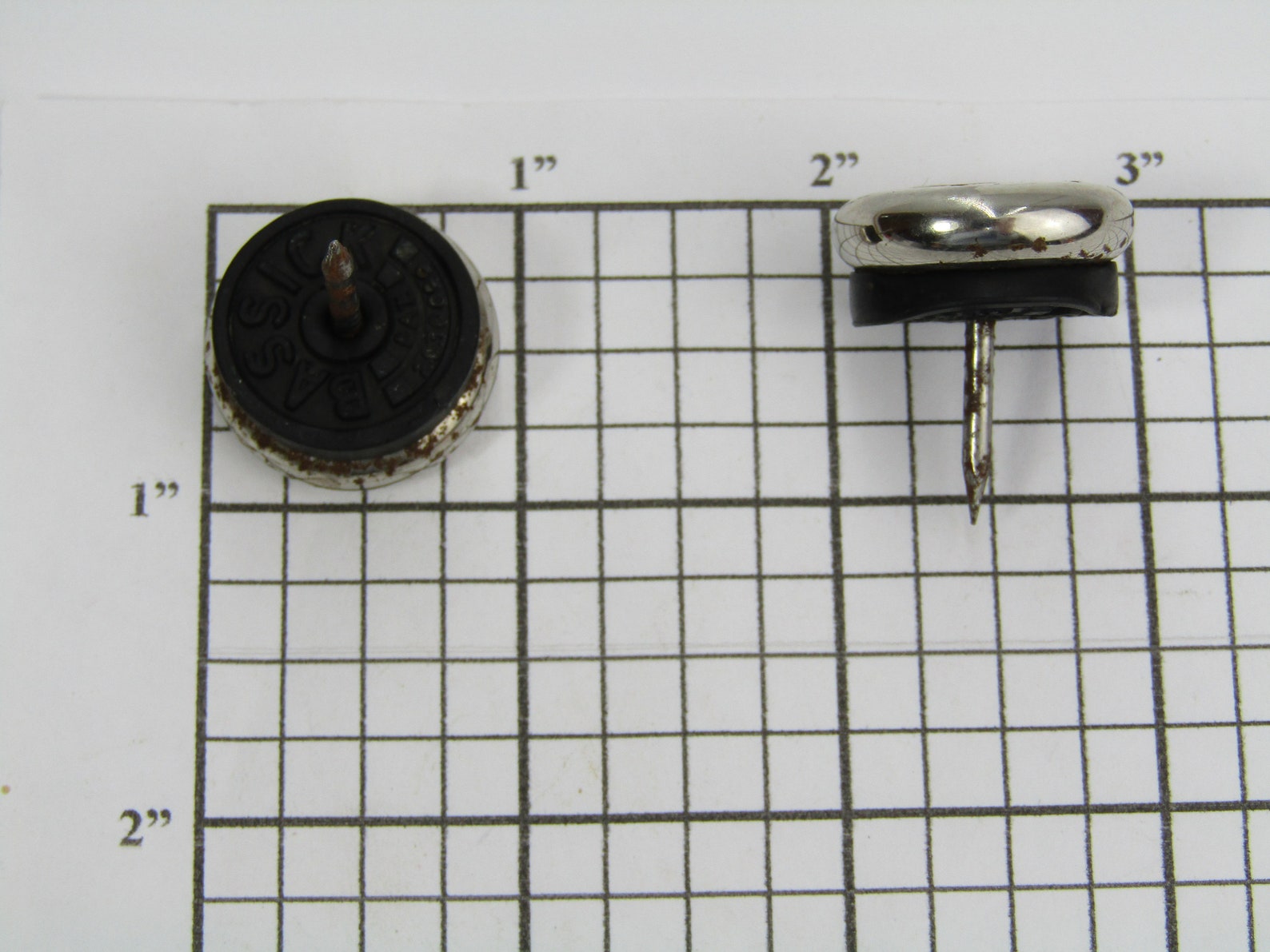 Metal Chair Feet W Tack Stem Peg Shank Gliders Round Silver Etsy