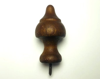 Remate de madera torneada vintage de 2,25" con forma de bellota pequeña, adorno para muebles, pieza de reloj de recuperación arquitectónica, husillo decorativo de madera de Restoration Hardware