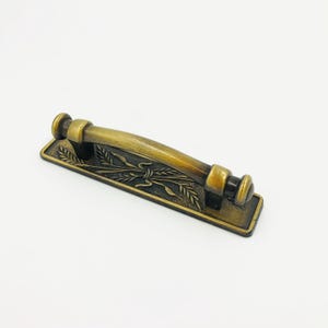 Vintage Brass Drawer Pull with Backplate 3 Inch Center Wheat Botanical Handle French Country Cabinet Hardware Furniture Replacement
