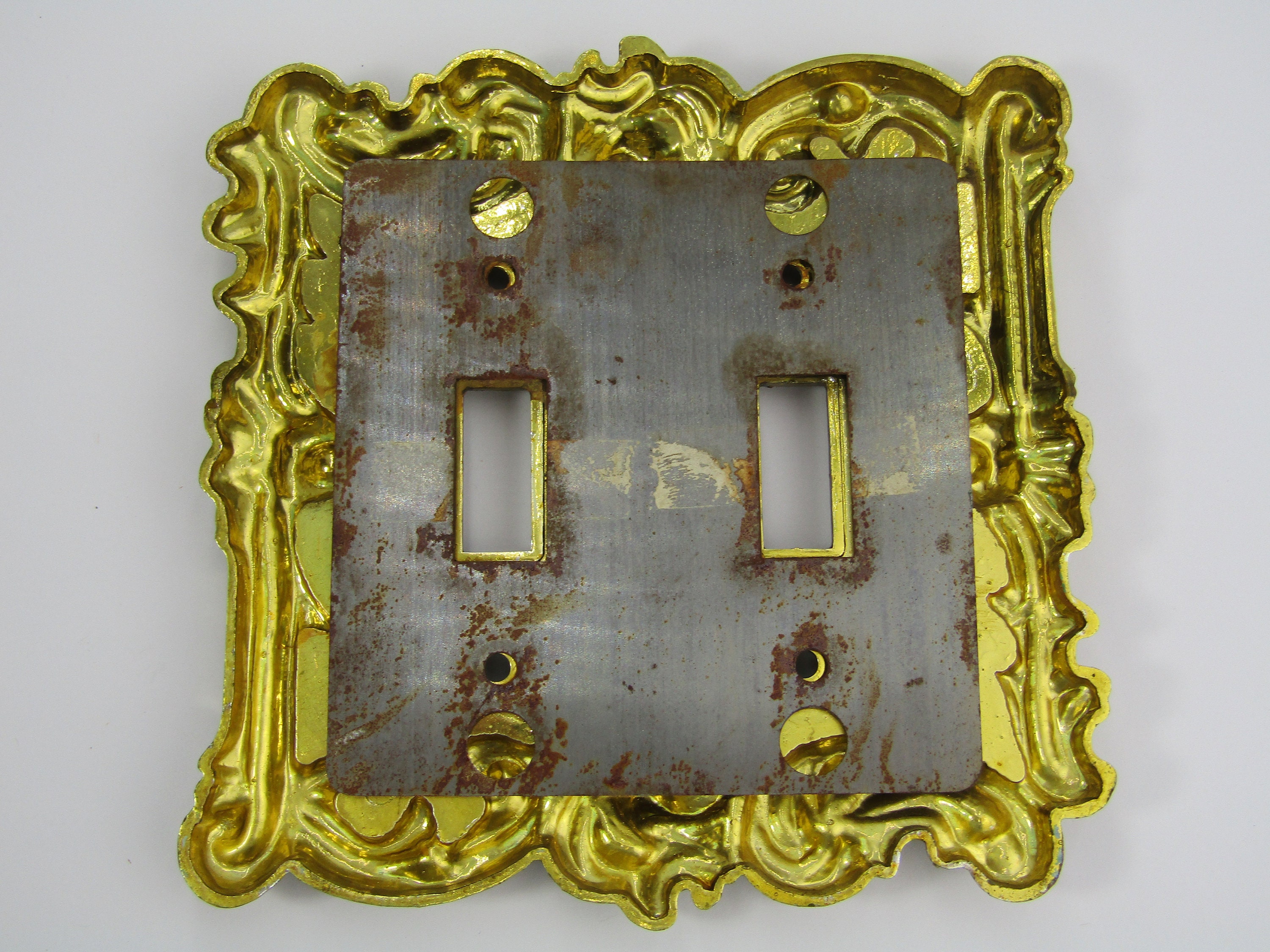 Cubierta de interruptor de luz doble plata rosa vintage placa | Etsy