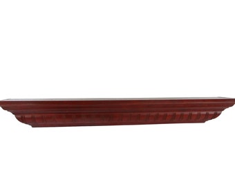 Floating Shelf 30" Long Crown Molding Wood Wall Mounted Display Brown Plate Groove Gallery Photo Display