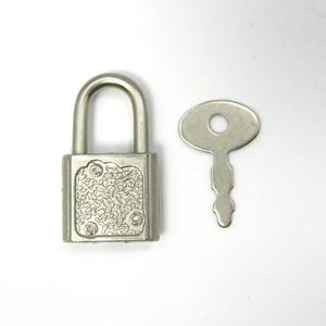 Vintage Miniature Padlock with Key, Silver Tone, Diary or Jewelry Box Lock, Love Lock Charm