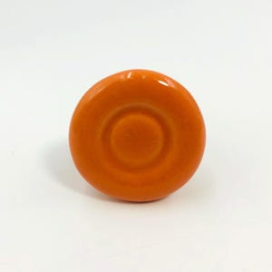 Vintage Orange Ceramic Drawer Pull 1.5 Inch Mushroom Cabinet Knob Retro Mid Century Hardware for Dresser Furniture Flip Cupboard Accent