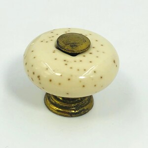 Vintage Cabinet Knob - Ceramic Off White Cream Speckled Knob - For Kitchen Bathroom Dresser Drawer Vanity Closet Furniture Hardware