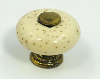 Vintage Cabinet Knob - Ceramic Porcelain Off White Cream Speckled Knob For Kitchen Bathroom Dresser Drawer Vanity Closet Furniture Hardware