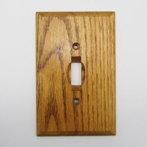 Solid Wood Single Light Switch Cover -  Finished Oak Wall Plate -  One Toggle - Beveled Edge - Rustic Farmhouse Decor