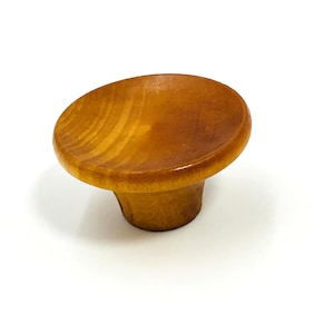 Vintage Wooden Knob 1.5" Round Concave Top Stained Finish Aged Wood Plain Kitchen Bathroom Cabinet Dresser Drawer Vanity Closet Furniture