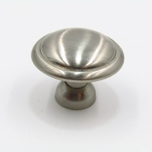 Silver Knob 1.25&quot; Diameter Satin Nickel Polished Bathroom Kitchen Medicine Cabinet Vanity Drawer Pull Handle Remodel Closet