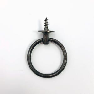 Screw Ring 1-1/2" for Wooden Frame Hanger,  Jewelry Box Drawer Handle, Window Shade Pull, Iron Black