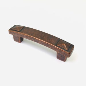 Drawer Pulls - 3" Centers - Copper Dark Bronze - Pyramid Accent - Heavy Duty Forged - Kitchen Cabinet Cupboard Door Dresser Handle Hardware