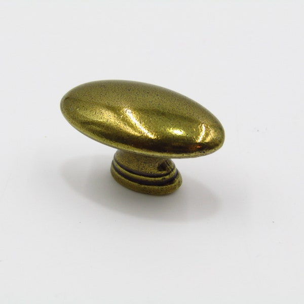 Gold Knob 1.5" Oval T-Handle Brass Finish Pull For Kitchen Bathroom Cabinet Dresser Drawer Vanity Closet Desk Furniture Vintage Hardware