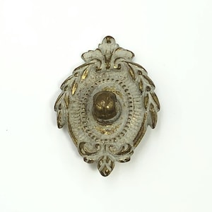 Vintage Ornate Drop Bail Pull End Replacement Piece Part – Rossette Round Backplate for Swing Handle Drawer Pull – Traditional Hardware