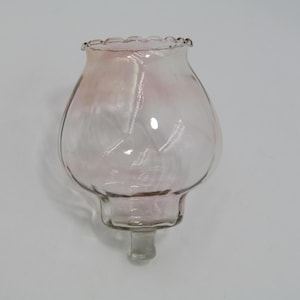 Vintage Iridescent Pink Ruffled Glass Lamp Shade Globe – Peg For Candlestick Install - Made in Mexico -  4.5” – Votive Candle Holder