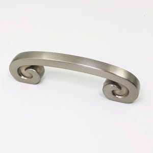 Drawer Pulls - 3" Centers - Silver Satin Nickel - Spiral Scroll Ends - For Kitchen Cabinet Cupboard Door Dresser Handle Hardware SwirlZ