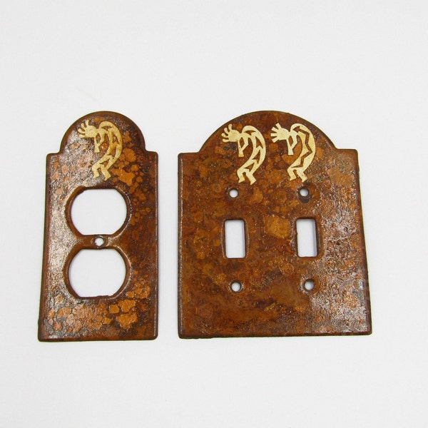 Light Switch Cover Outlet Wall Plate Double Switch Metal Southwest Native American Dancer Kokopelli House Decorative Primitives Pueblo Lodge