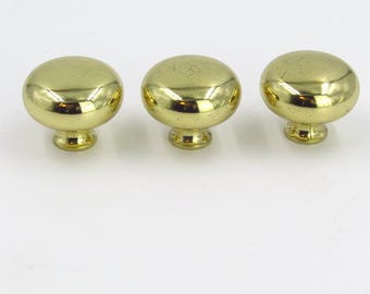 Perilla de latón de 1.5" redonda, lisa, dorada, básica, para cocina, baño, armario, tocador, cajón, armario, lavadero, herrajes para muebles.