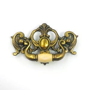 Vintage Drop Bail Pull 3” Centers Brass with Ceramic Porcelain Center Swing Handle For Cabinet Cupboard Door Dresser Drawer
