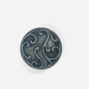 Vintage Ornate Scrollwork Cabinet Knob Dark Silver Pewter Dresser Drawer Pull Antique Style Metal Filigree Furniture Hardware 1.25 Inch