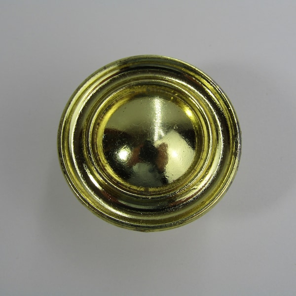 Vintage Round Gold Knob 1.5" Diameter Brass Patina Bathroom Kitchen Cabinet Vanity Drawer Pull Handle Rustic Remodel Aged