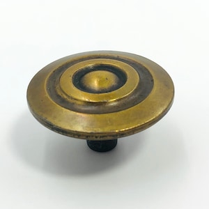 Vintage Bullseye Cabinet Knob 1.25 Inch, Antique Bronze Drawer Pull, Mid Century Concentric Ring Handle, Retro Furniture Hardware