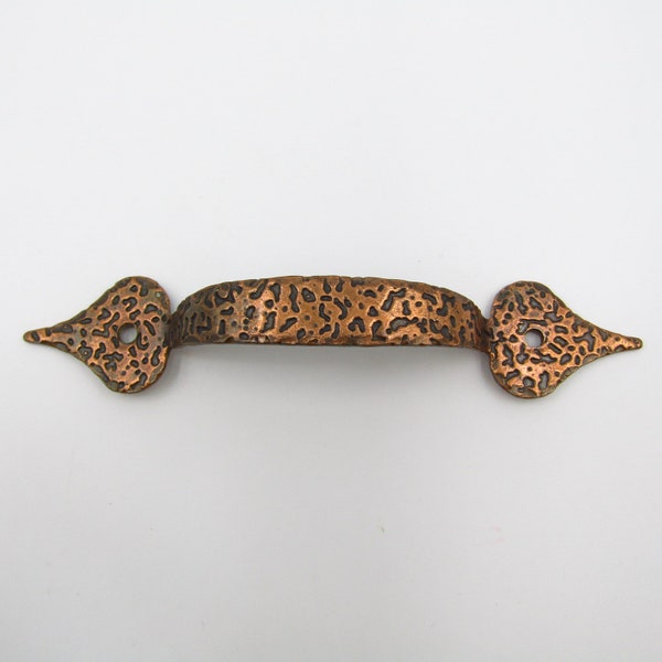 Drawer Pull  - 3.25" Centers - 5" Long Copper Spade Colonial Textured For Kitchen Cabinet Cupboard Door Dresser Drawer Handle Curved