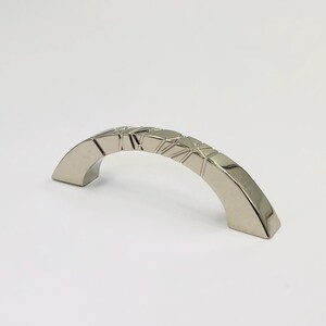 Drawer Pulls - 3" Centers - Silver Chrome - Geometric Cross Hatch - Arch - Modern For Kitchen Cabinet Cupboard Door Dresser Handle Hardware