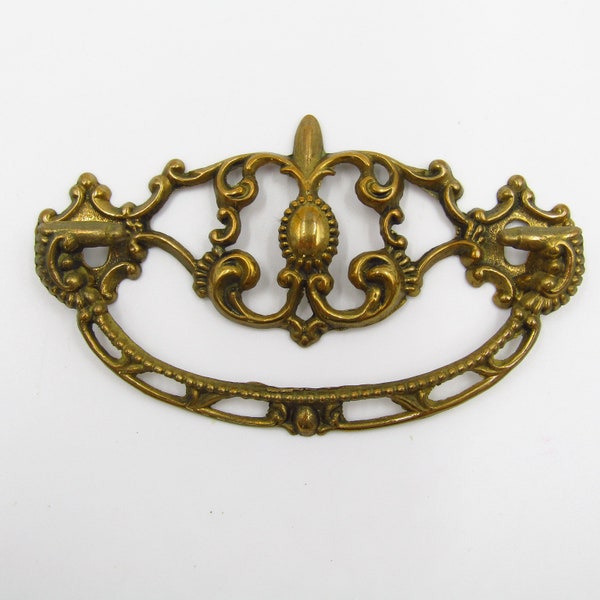 Drop Bail Pull - 3" Centers - 4 x 2.25 Gold Ornate Victorian Era Style Chippendale Queen Anne Antique Vintage Hardware Furniture