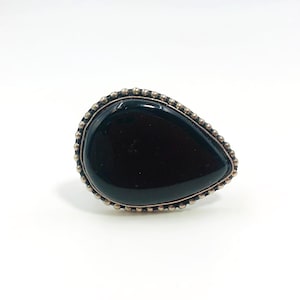 Vintage Teardrop Drawer Knob Black Onyx Glass Silver Beaded Stud Edge Cabinet Pull Boho Gothic Dresser Hardware 1.5 Inch