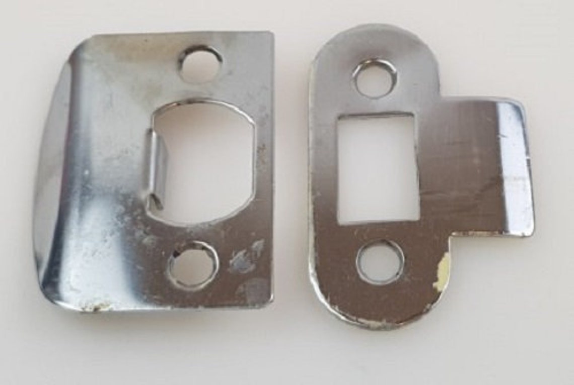 Silver Door Knob Strike Latch Plate Replacement Hardware Etsy