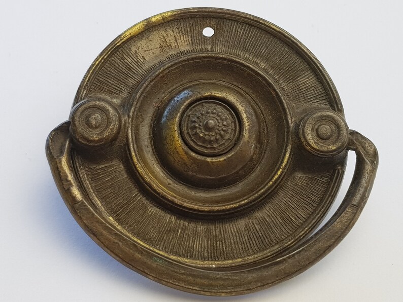 Stamped Brass Backplate Drawer Pull 2 Round Victorian Etsy