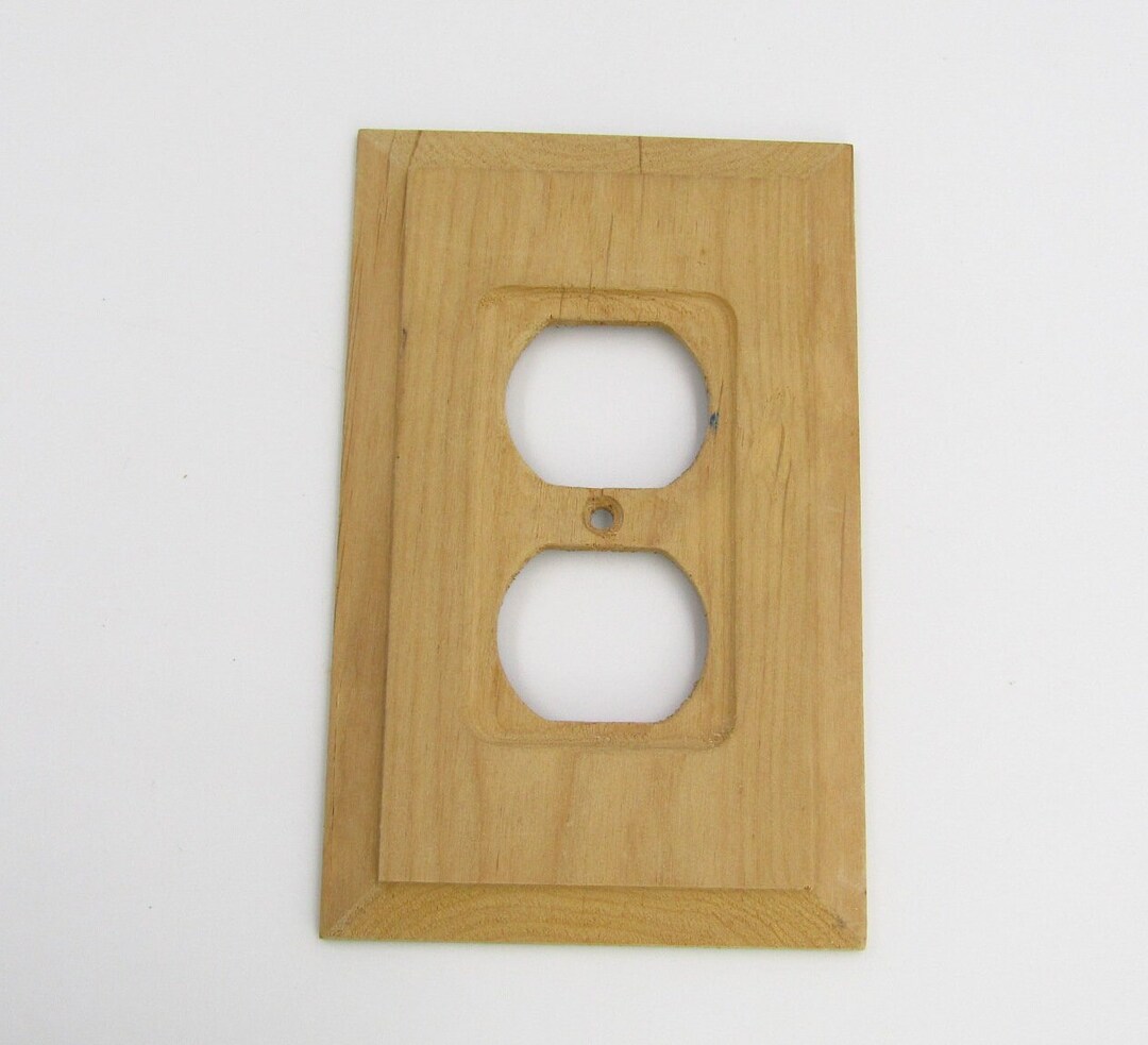 Unfinished Wood Outlet Cover Wall Plate Rectangle Natural Woodgrain Etsy