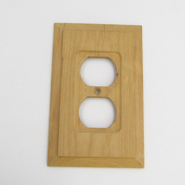 Unfinished Wood Outlet Cover Wall Plate Rectangle Natural Woodgrain