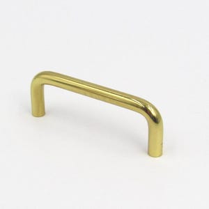 Tirador de cajón vintage de mediados de siglo, con centro de 7,6 cm, dorado, tirador de barra de latón pulido, herrajes minimalistas para gabinetes MCM, tirador de alambre posmoderno.