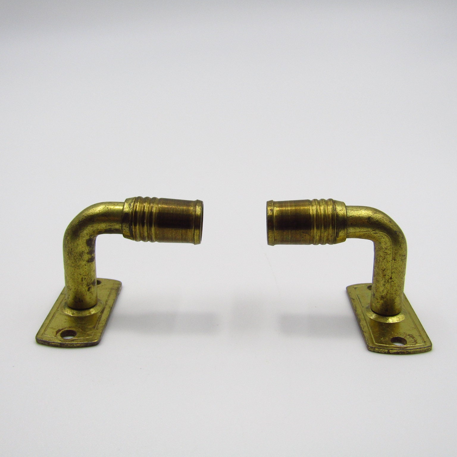 2 Vintage Extendable French Paris Brass Cafe Rods + 4 New Fixing Hooks