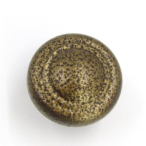 Vintage Hammered Cabinet Knob, 1.25" Bronze Rustic Farmhouse Drawer Pull, Antique Brass Craftsman Hardware, Textured Industrial Mission Knob