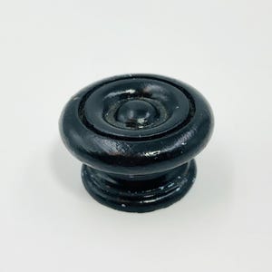 Vintage Black Turned Wood Cabinet Knob 1.5 inch Bullseye Design Furniture Hardware Drawer Pull Architectural Salvage Wood Knob Pull