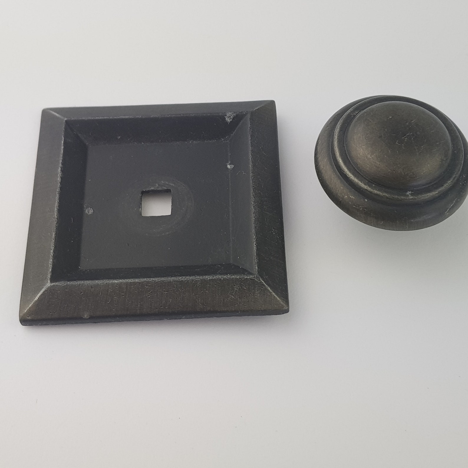 Round Knob Square Backplate 1.25 Diameter Rustic Brushed Etsy