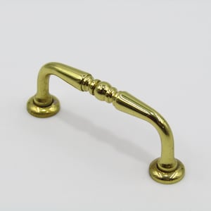 Schubladenknauf - 3 &quot;Zentren - 3,25&quot; Langer Erhöhter Fuß Gold Glänzend mit Rückplatte für Küchenschranktür, Kommode, Schubladengriff, D-Griff