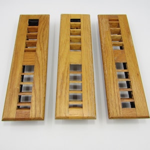 Wood Floor Register Vent Cover 13-3/8 x 3-7/8 in Oak Slatted Grille with Metal Housing for Ducts Vintage Home Hardware